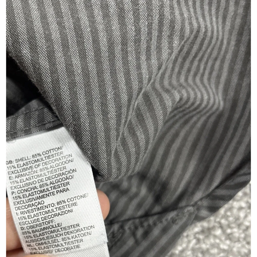 North Face Button Down Shirt Mens Medium Stripe Long Sleeve Outdoors‎ Gray